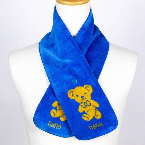 マフラー 横浜ナナ 湘南ナナ  NANA ボタン付きナロータオルマフラー ベア柄 ブルーイエロー nn-tmf1-I